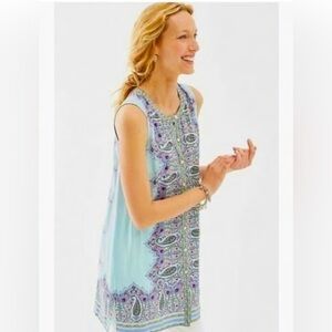 J. Jill Top Paisley Tunic Tank Sleeveless Boho Front Paisley XS Petite